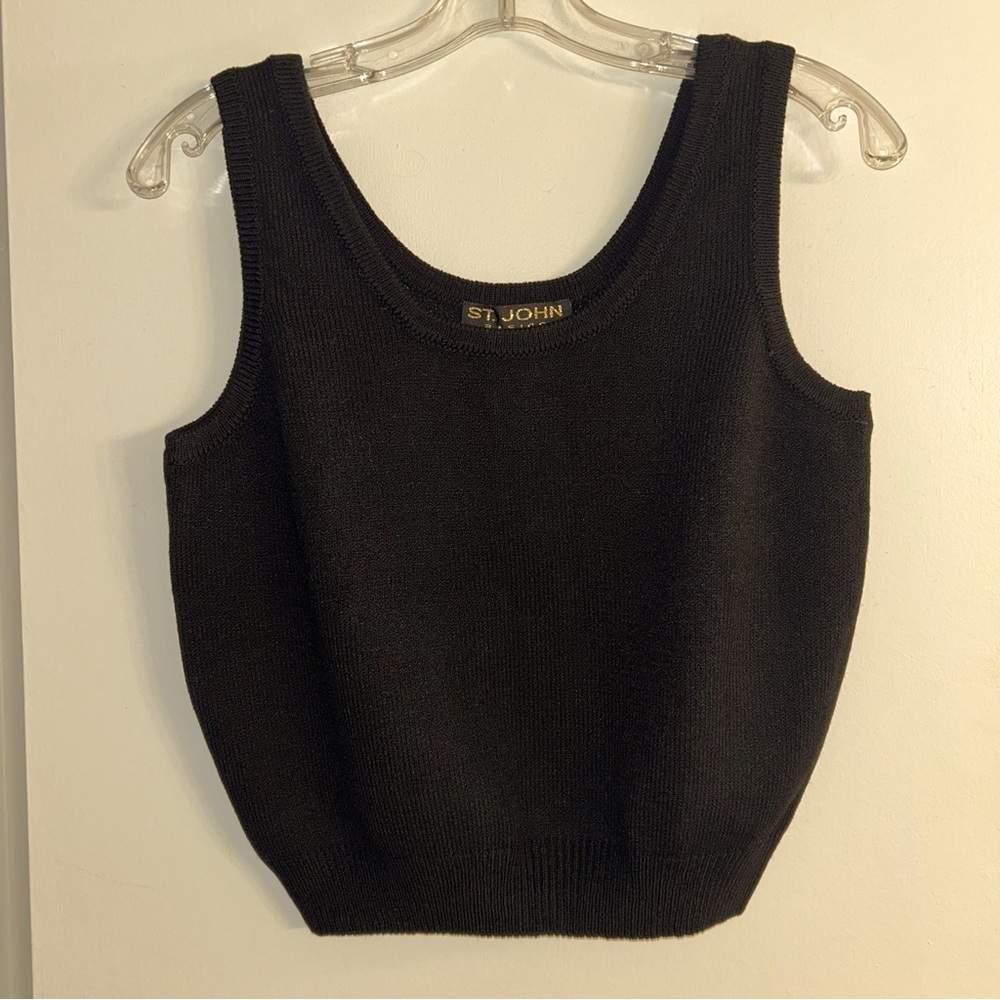 St. John Knit Basics black knit tank top sz P